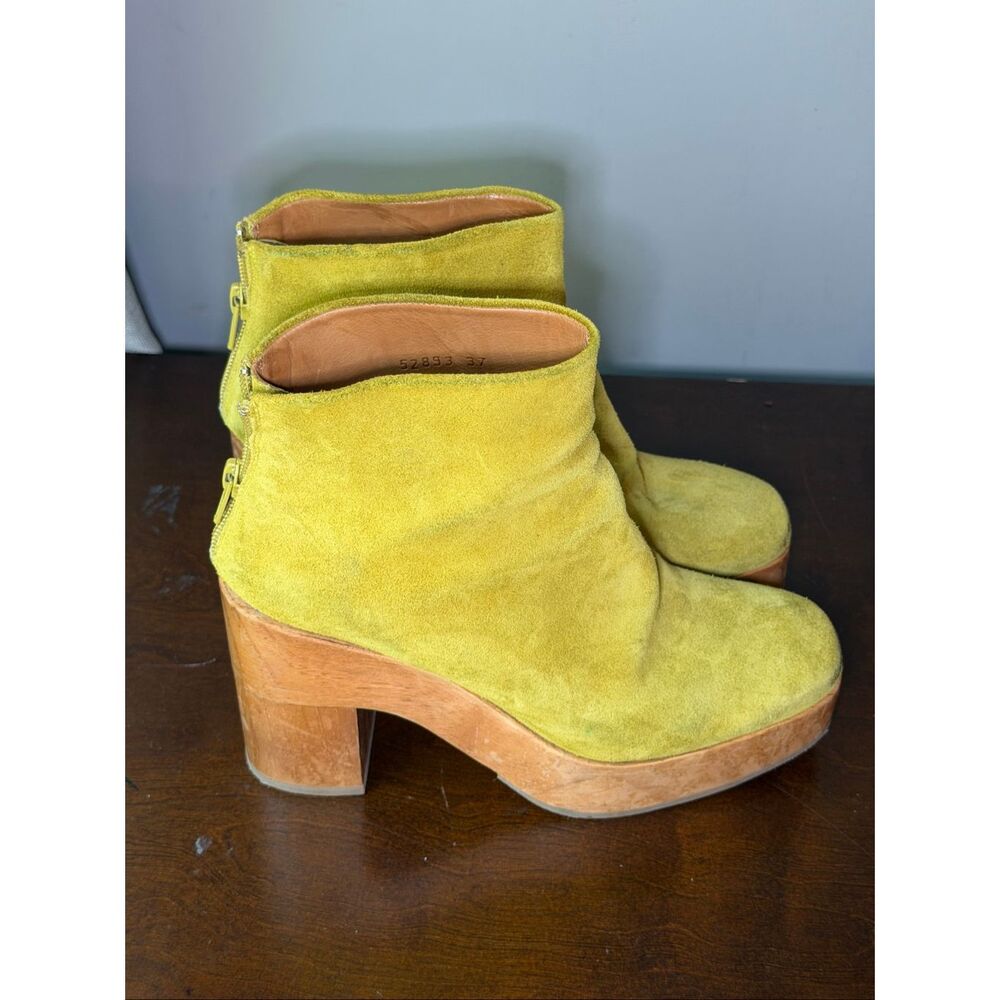 Coclico nigella yellow suede clog ankle platform boots size 7